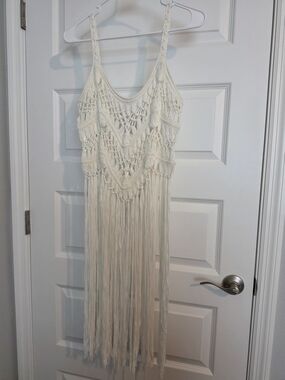 Miss Me Ivory Crochet Fringe Tank Top